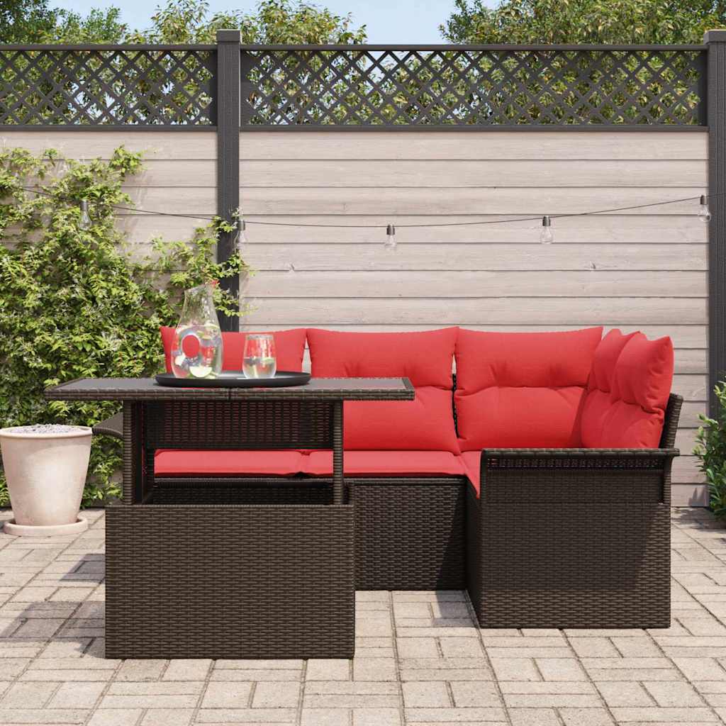 Kerti Kanapé Szett 5 db Barna [Műanyag]: Poly Rattan