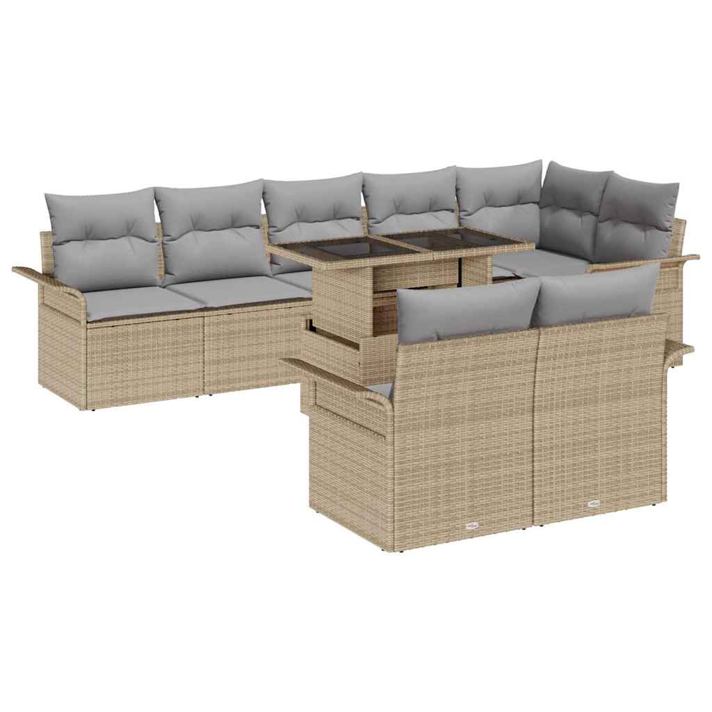 Kerti Kanapé Szett párnával tárolóval 9 pcs Bézs Poli rattan