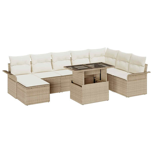Kerti Kanapé Szett párnával tárolóval 9 pcs Beige és krém