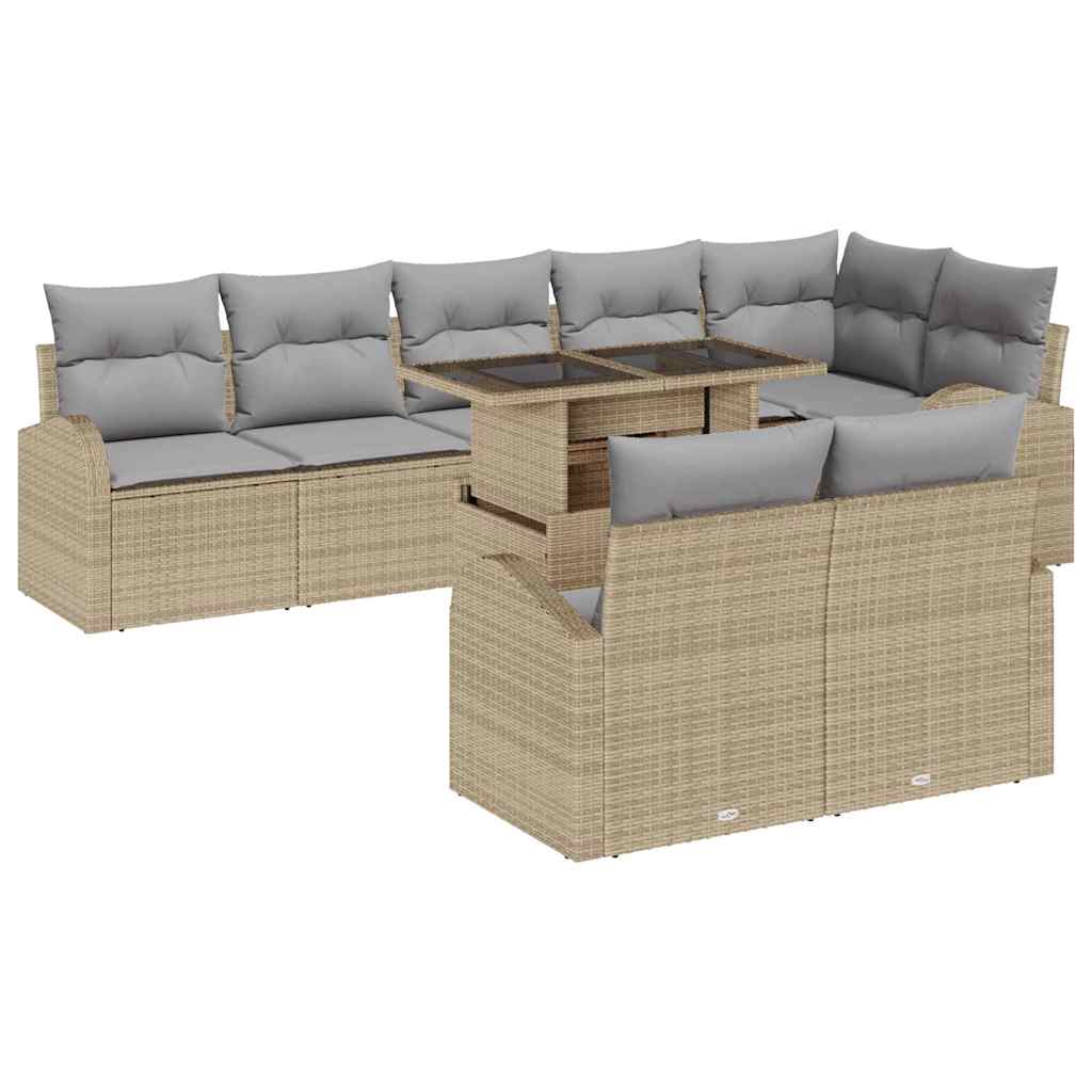 Kerti Kanapé Szett párnával tárolóval 9 pcs Bézs Poli rattan
