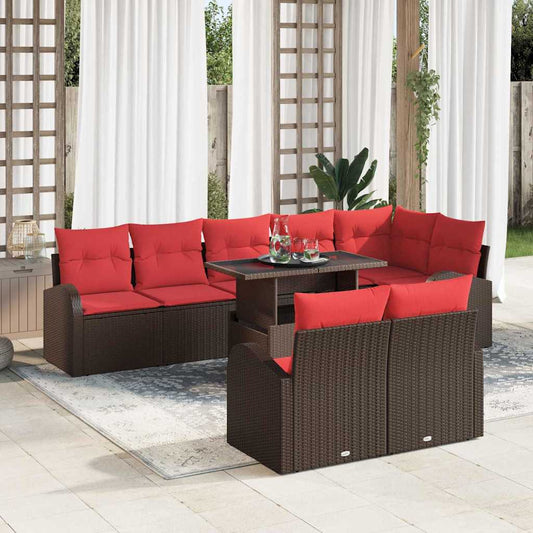 Kerti Kanapé Szett tárolóval 9 pcs Barna Poli rattan