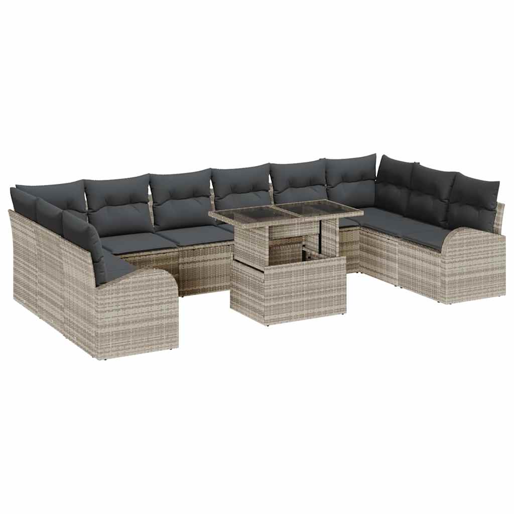Kerti Kanapé Szett tárolóval 11 pcs Világosszürke Poli rattan