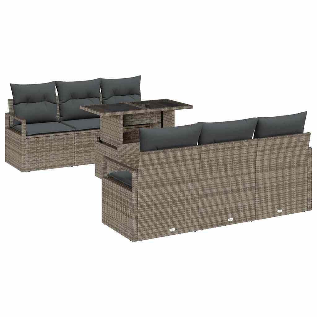 Kerti Kanapé Szett párnával tárolóval 7 pcs Szürke Poli rattan