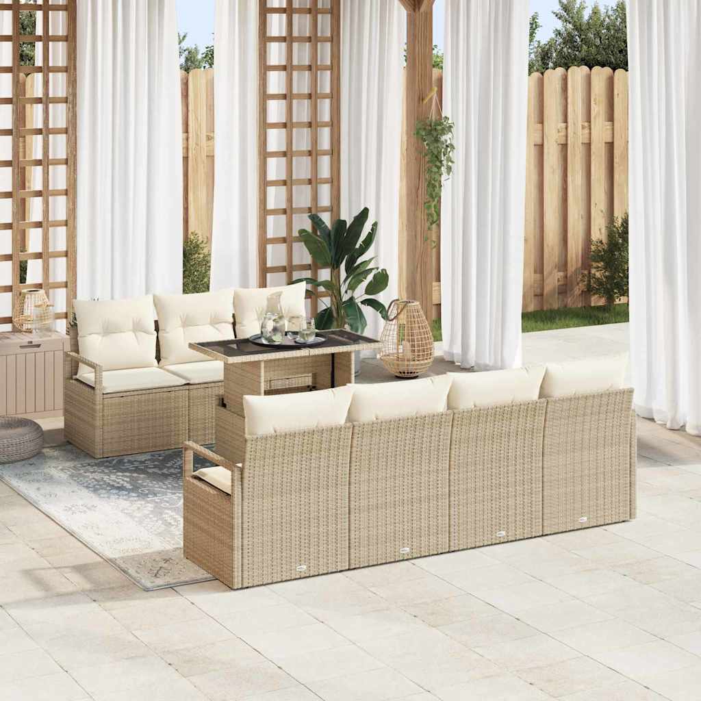 Kerti Kanapé Szett tárolóval 8 pcs Bézs Poli rattan
