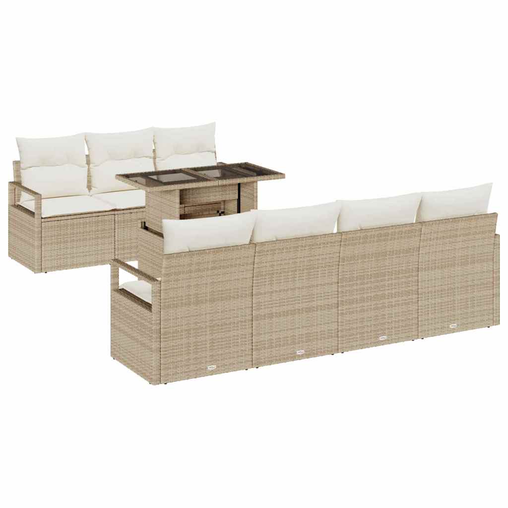 Kerti Kanapé Szett tárolóval 8 pcs Bézs Poli rattan