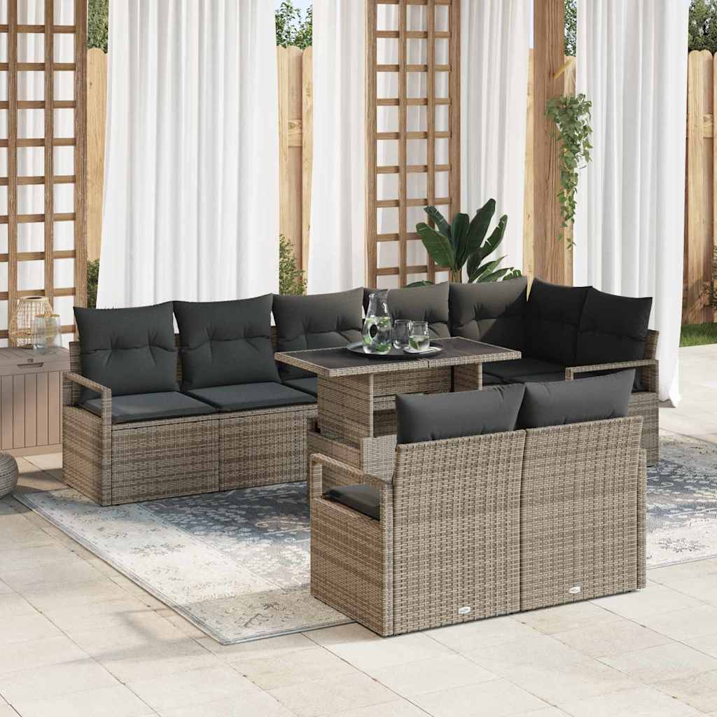 Kerti Kanapé Szett párnával tárolóval 9 pcs Szürke Poli rattan