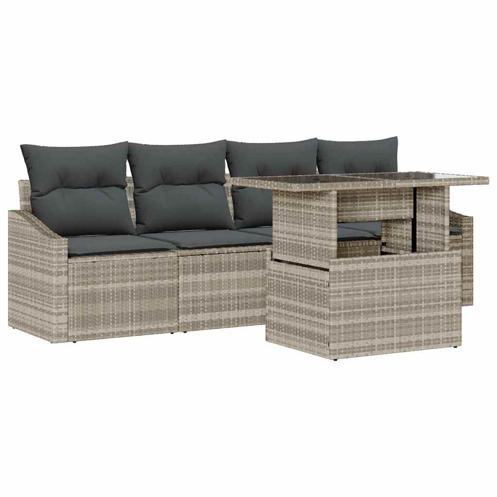 Kerti Kanapé Szett tárolóval 5 pcs Világosszürke Poli rattan
