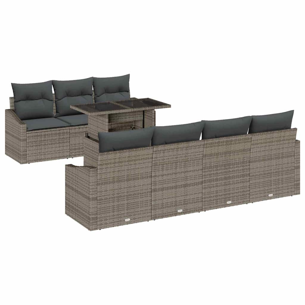 Kerti Kanapé Szett tárolóval 8 pcs Szürke Poli rattan