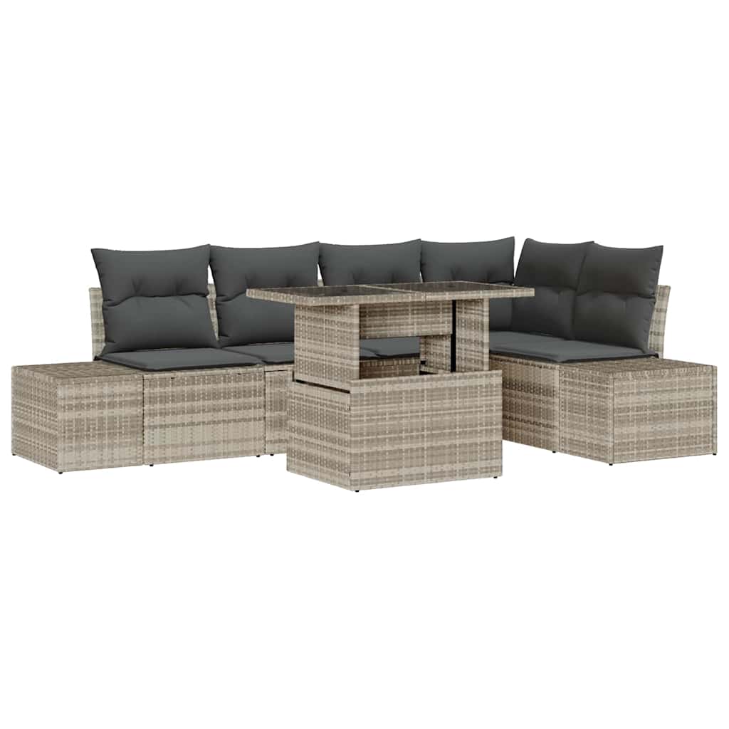 Kerti Kanapé Szett tárolóval 6 pcs Világosszürke Poli rattan