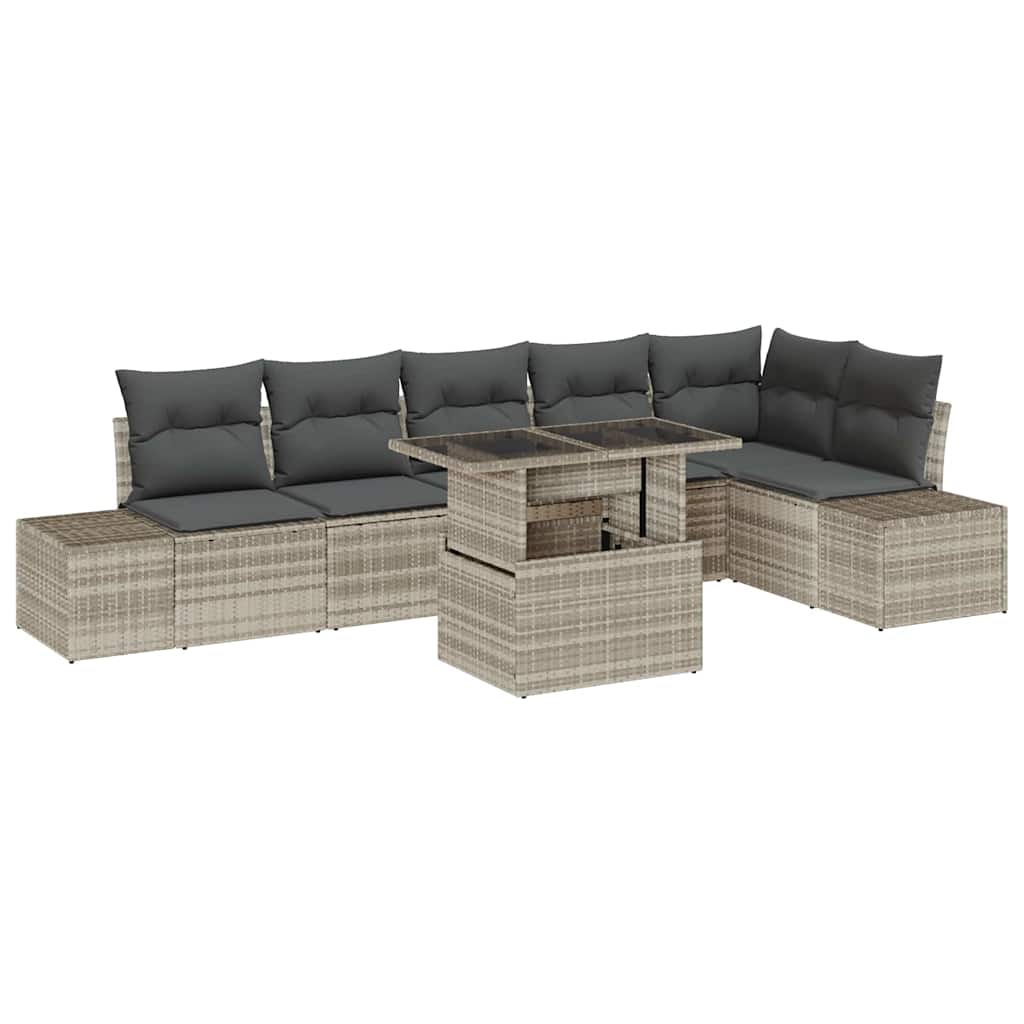 Kerti Kanapé Szett tárolóval 7 pcs Világosszürke Poli rattan