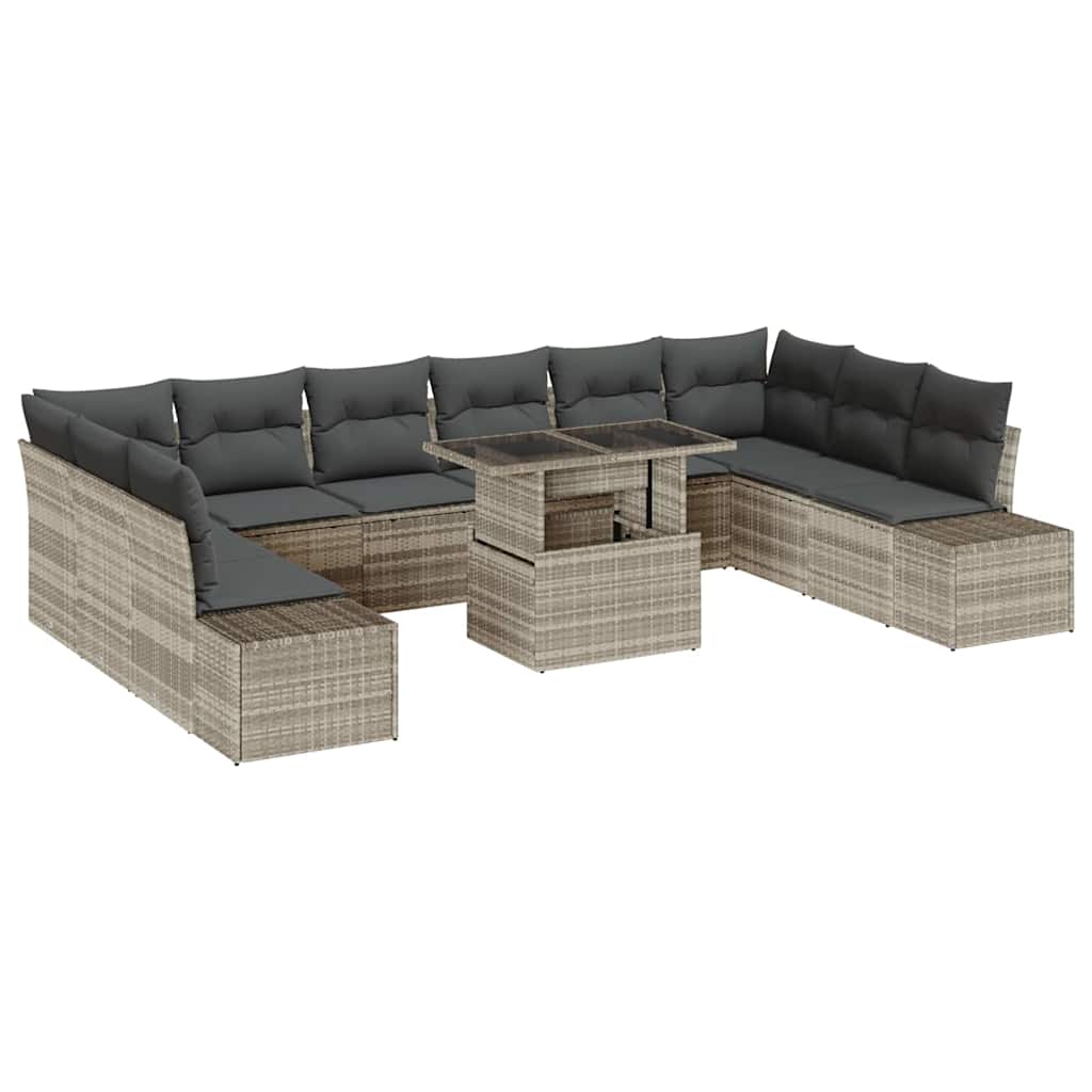 Kerti Kanapé Szett tárolóval 11 pcs Világosszürke Poli rattan