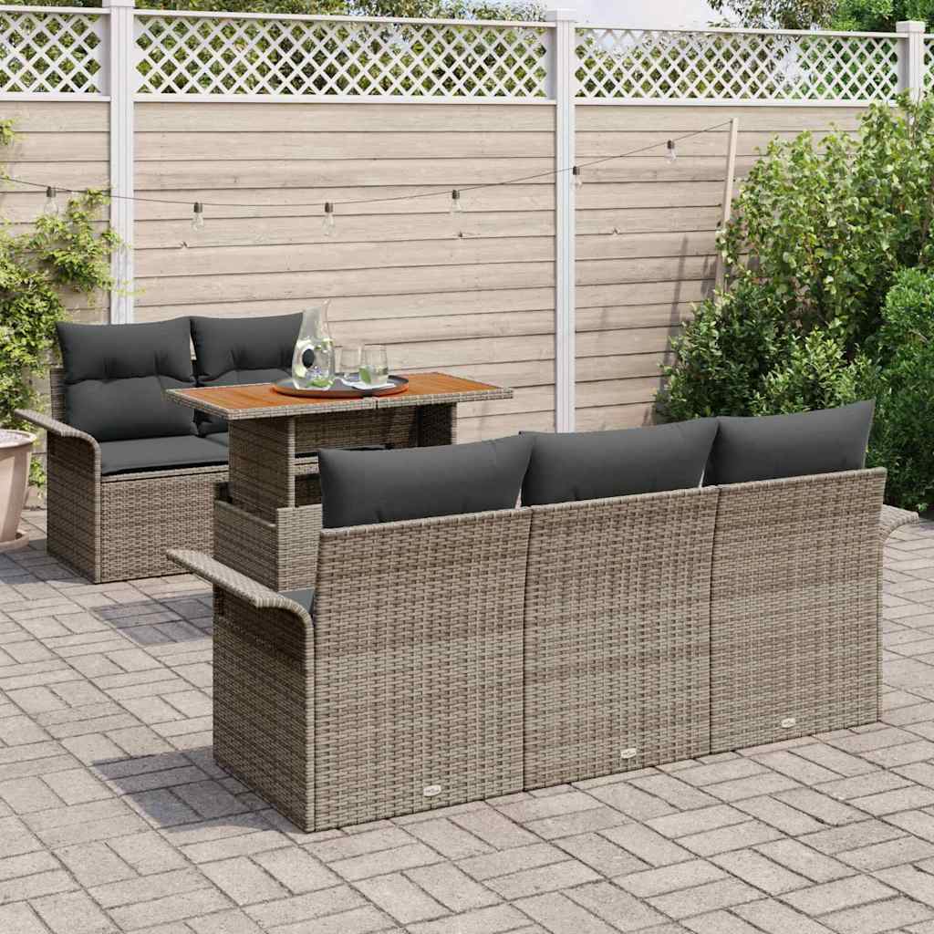Kerti Kanapé Szett tárolóval 6 pcs Szürke Poli rattan