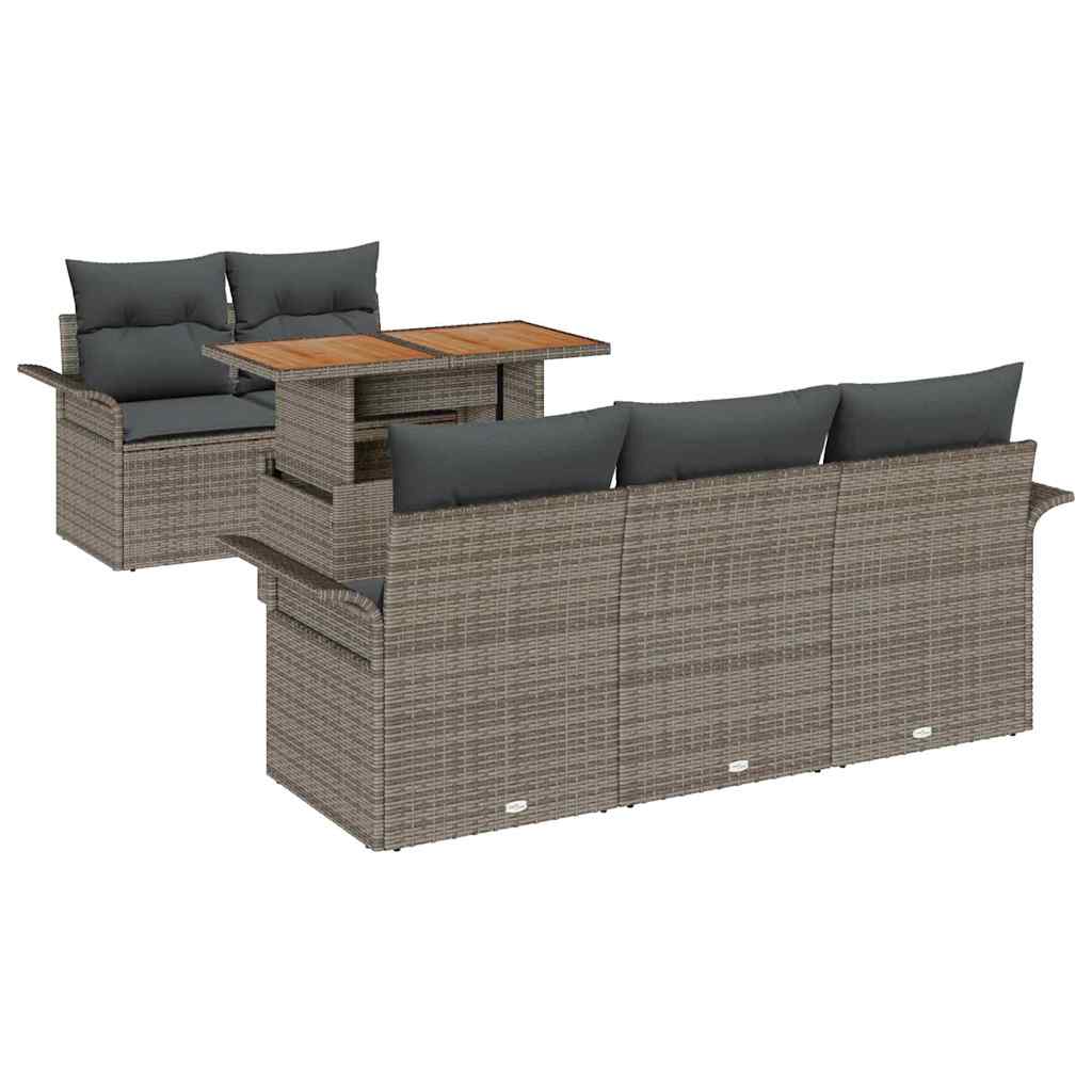 Kerti Kanapé Szett tárolóval 6 pcs Szürke Poli rattan
