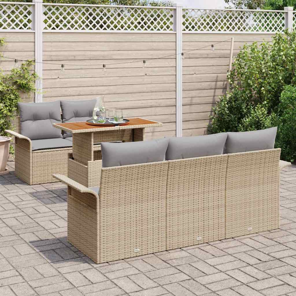 Kerti Kanapé Szett tárolóval 6 pcs Bézs Poli rattan