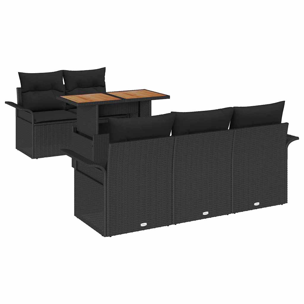 Kerti Kanapé Szett tárolóval 6 pcs Fekete Poli rattan