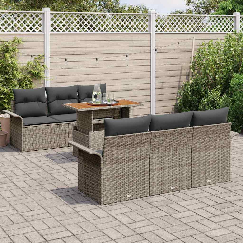 Kerti Kanapé Szett tárolóval 7 pcs Szürke Poli rattan