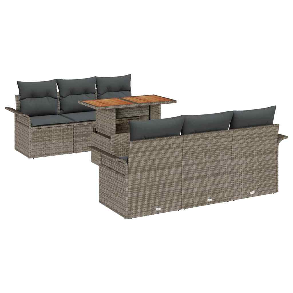 Kerti Kanapé Szett tárolóval 7 pcs Szürke Poli rattan