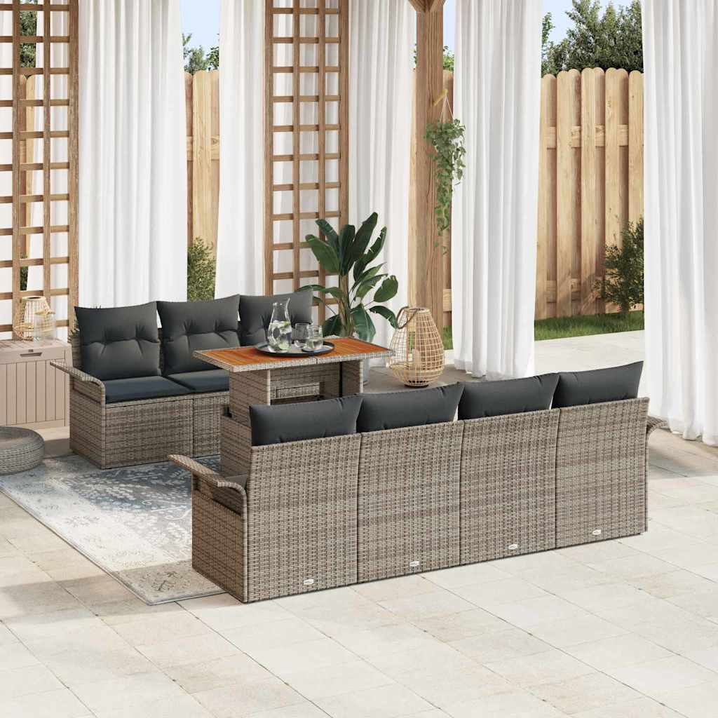 Kerti Kanapé Szett tárolóval 8 pcs Szürke Poli rattan