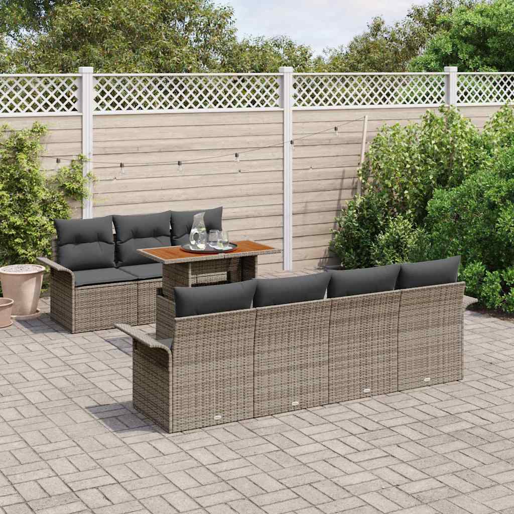Kerti Kanapé Szett tárolóval 8 pcs Szürke Poli rattan