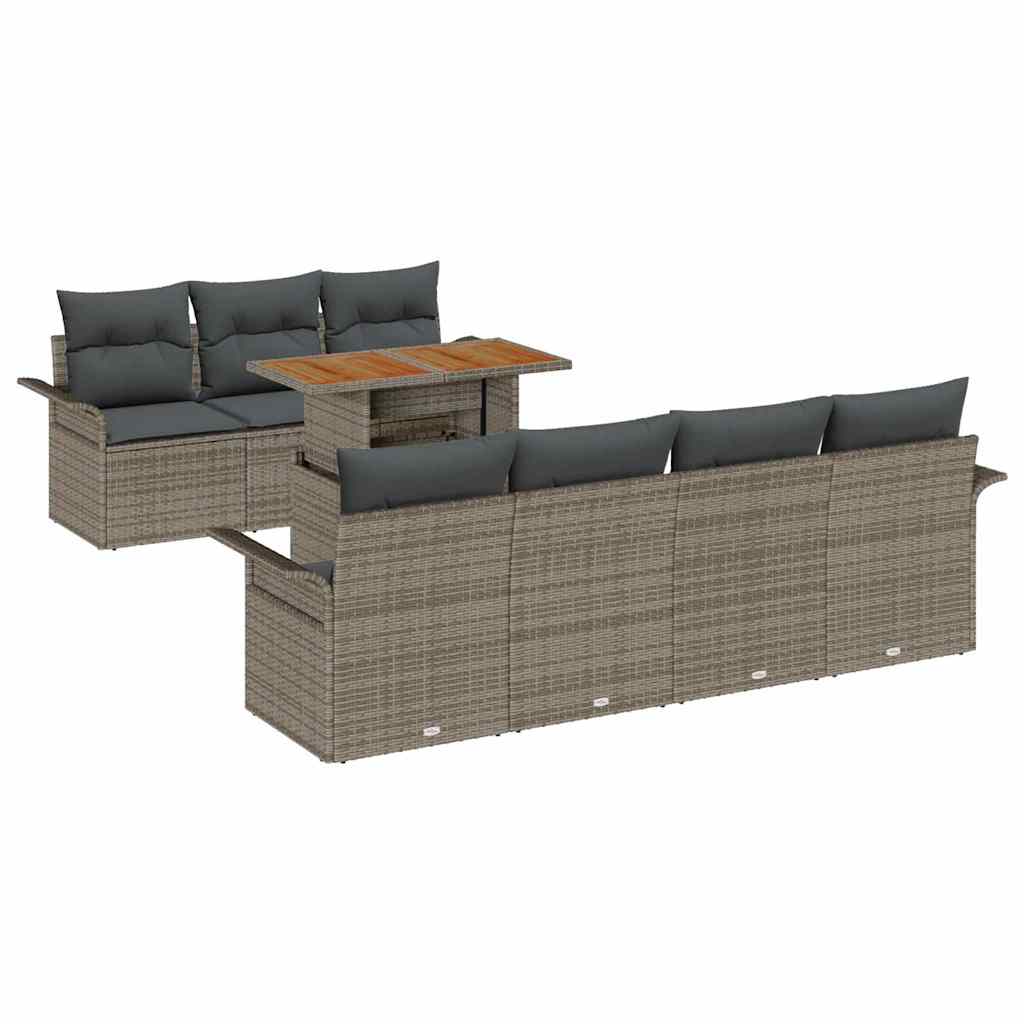 Kerti Kanapé Szett tárolóval 8 pcs Szürke Poli rattan