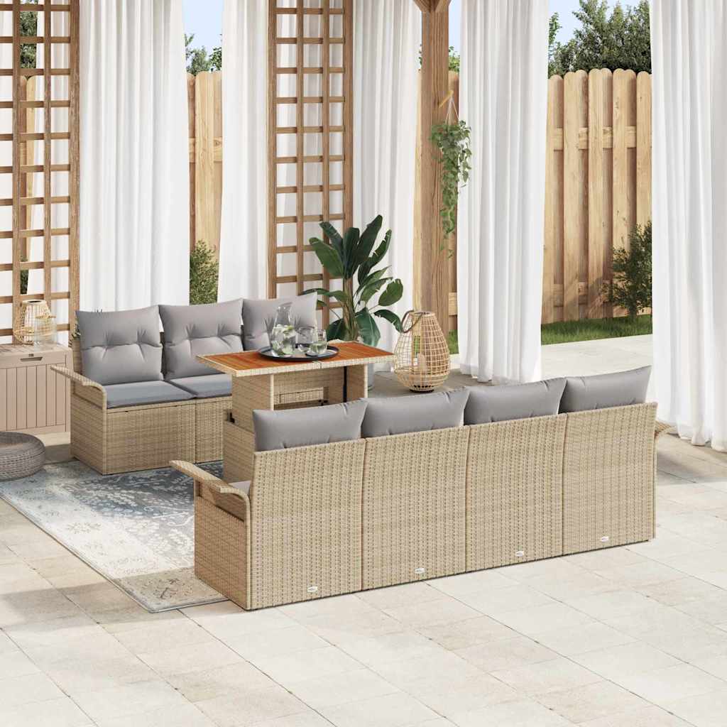 Kerti Kanapé Szett tárolóval 8 pcs Bézs Poli rattan