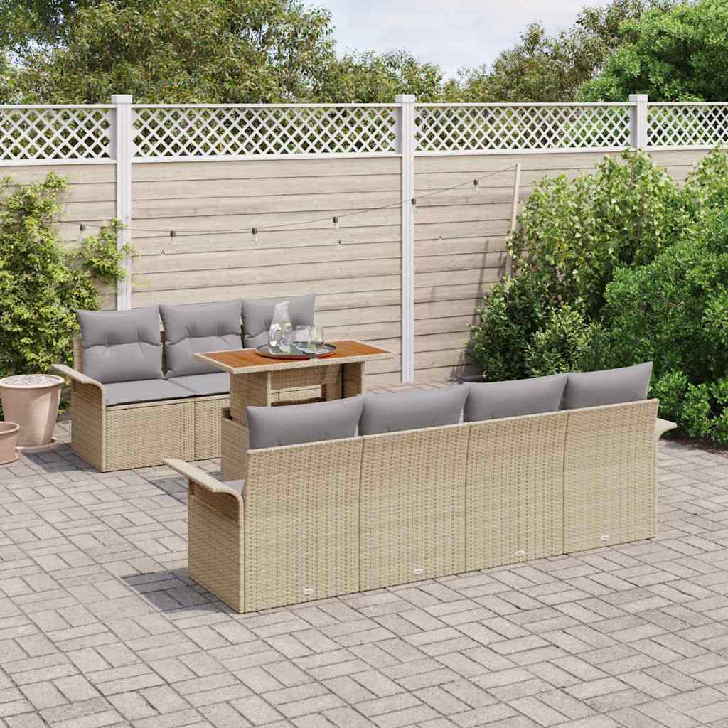 Kerti Kanapé Szett tárolóval 8 pcs Bézs Poli rattan