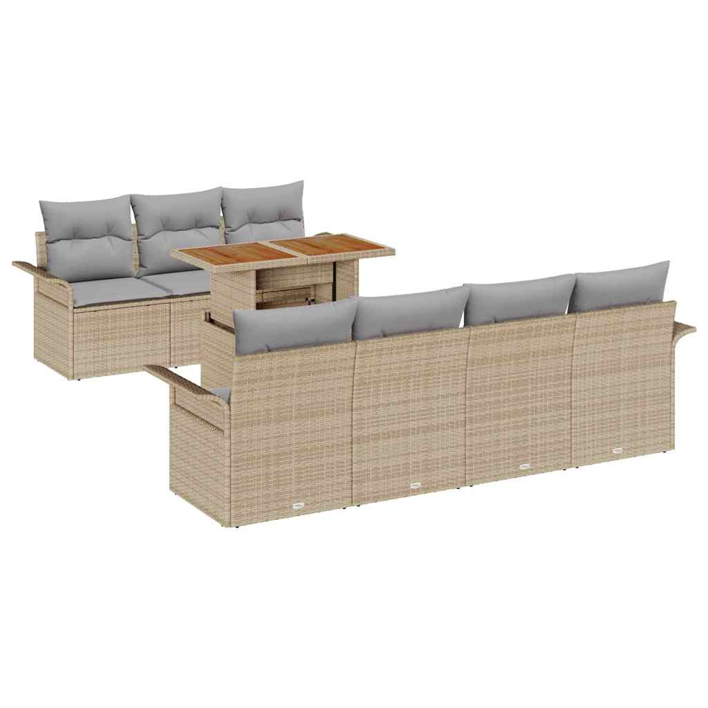 Kerti Kanapé Szett tárolóval 8 pcs Bézs Poli rattan