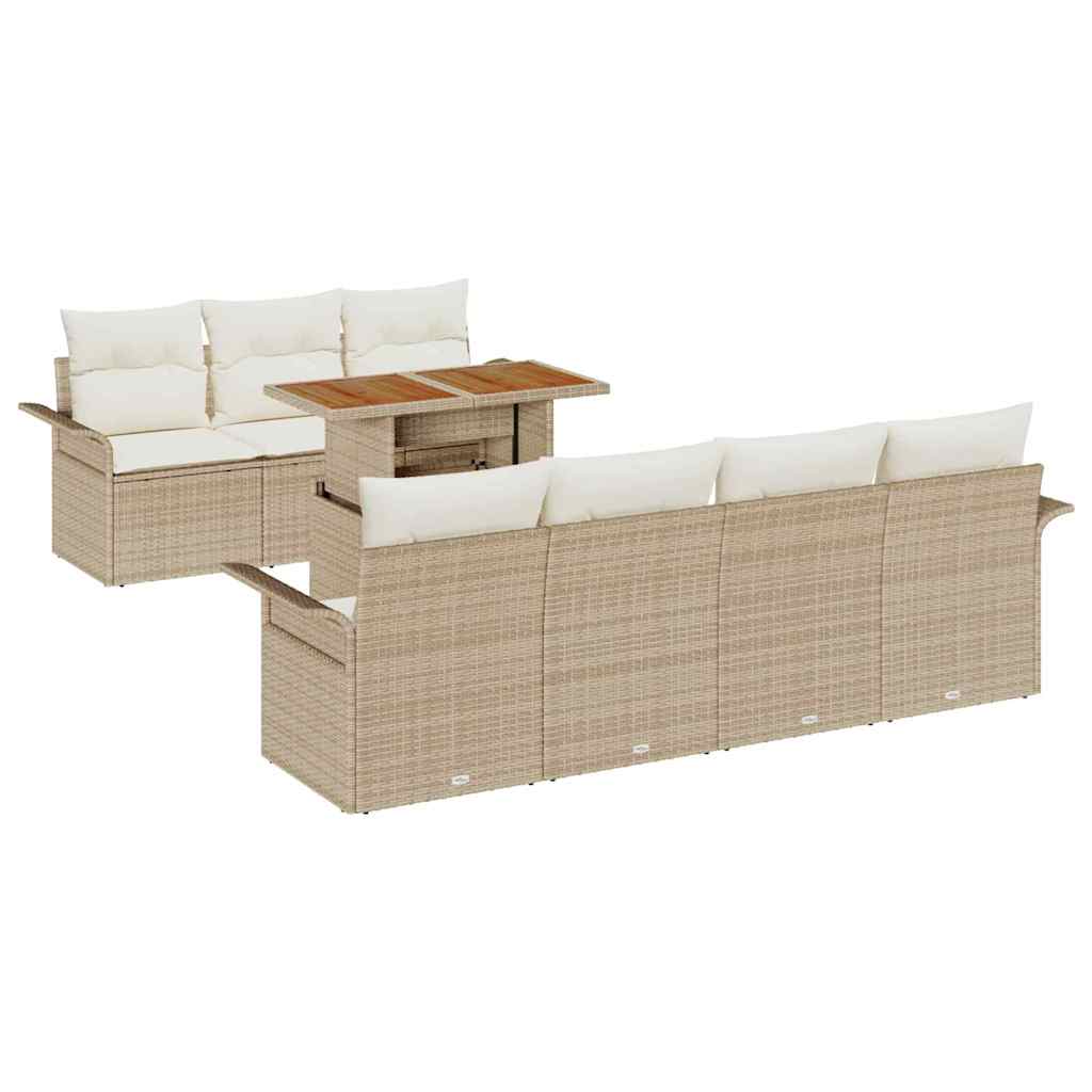 Kerti Kanapé Szett tárolóval 8 pcs Bézs Poli rattan