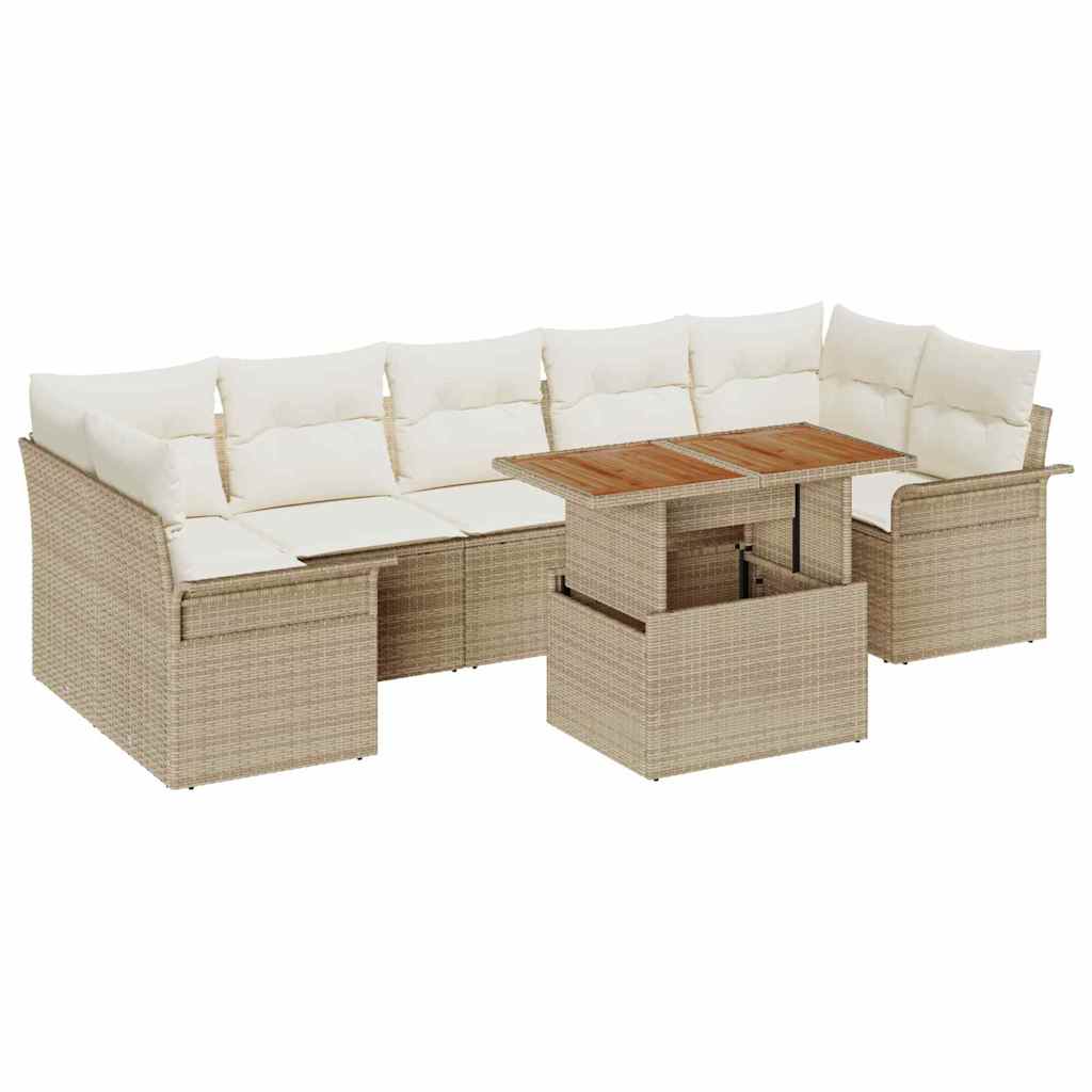 Kerti Kanapé Szett tárolóval 8 pcs Bézs Poli rattan
