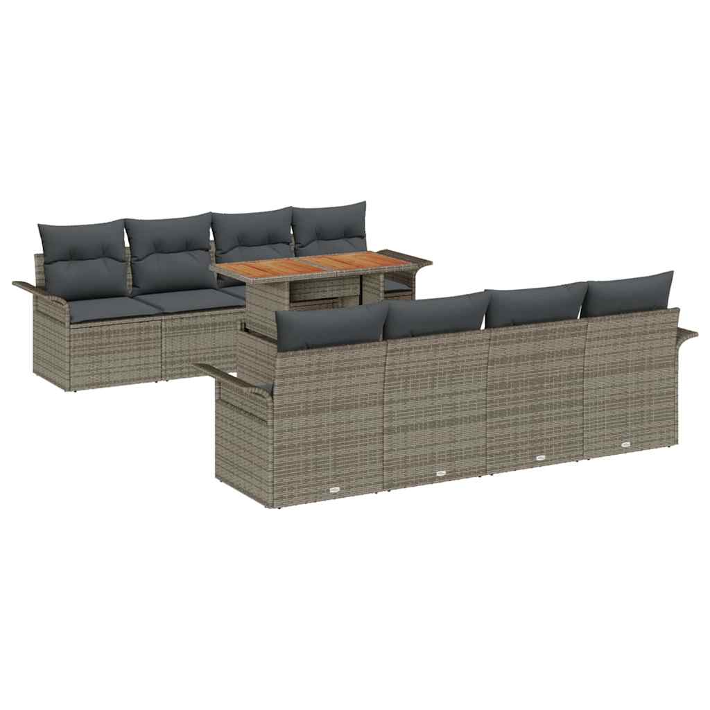 Kerti Kanapé Szett tárolóval 9 pcs Szürke Poli rattan