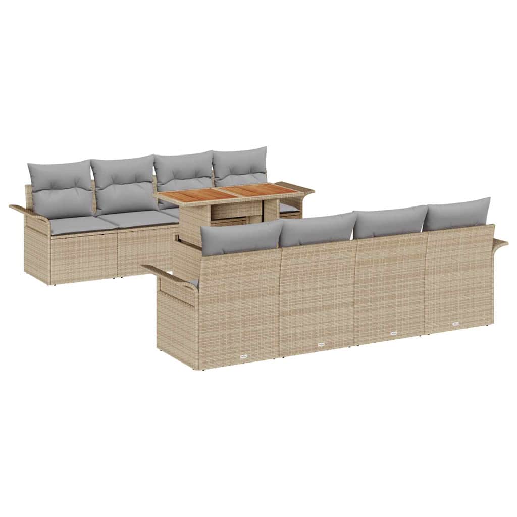 Kerti Kanapé Szett tárolóval 9 pcs Bézs Poli rattan