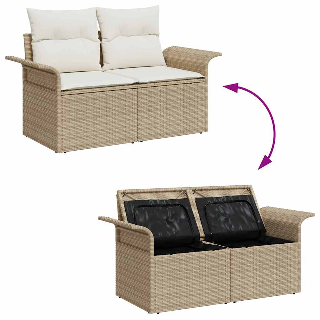 Kerti Kanapé Szett tárolóval 9 pcs Bézs Poli rattan