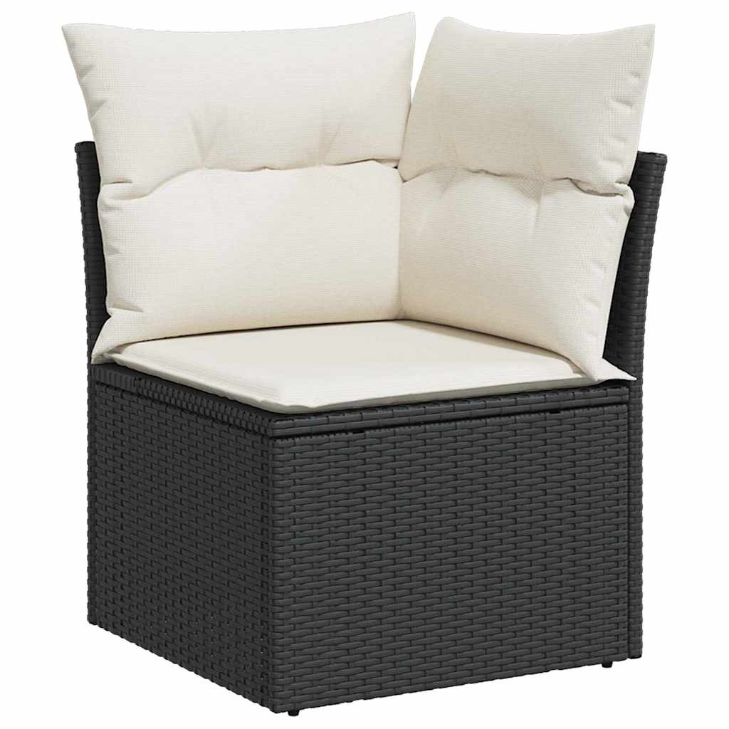 Kerti Kanapé Szett tárolóval 5 pcs Fekete Poli rattan