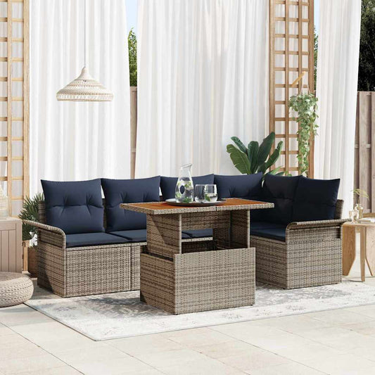 Kerti Kanapé Szett tárolóval 6 pcs Szürke Poli rattan