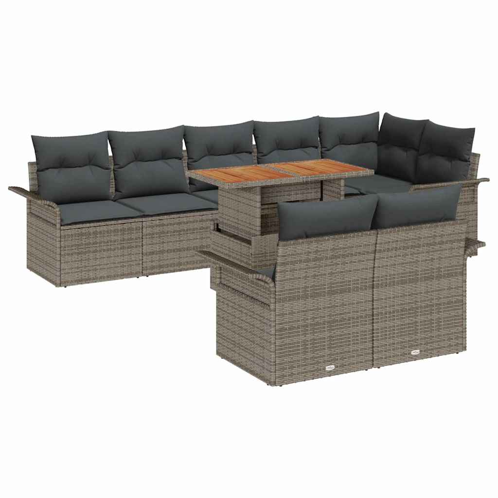 Kerti Kanapé Szett tárolóval 9 pcs Szürke Poli rattan