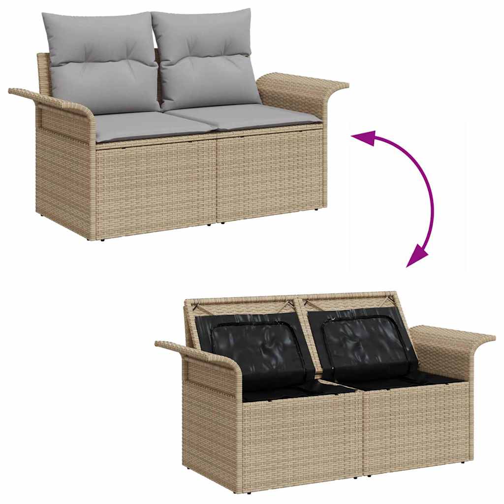 Kerti Kanapé Szett tárolóval 9 pcs Bézs Poli rattan