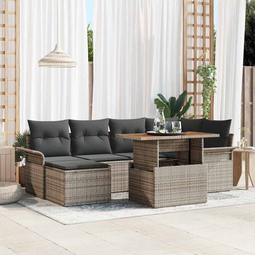 Kerti Kanapé Szett tárolóval 7 pcs Szürke Poli rattan