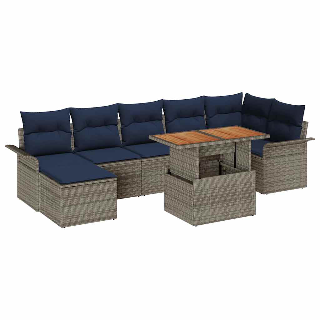 Kerti Kanapé Szett tárolóval 8 pcs Szürke Poli rattan