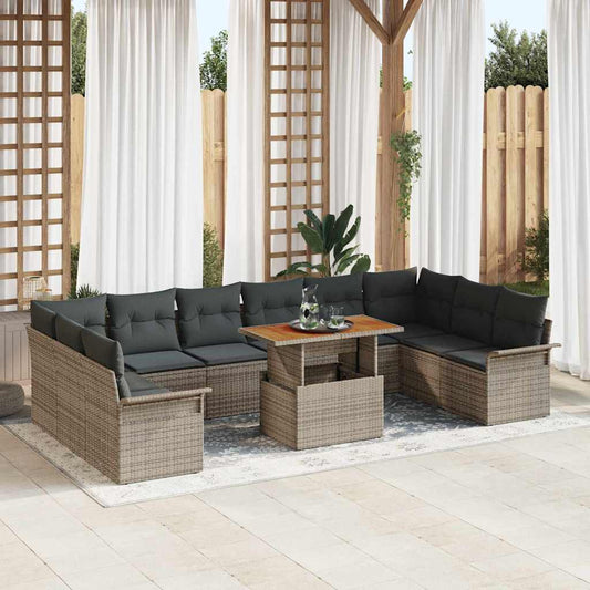 Kerti Kanapé Szett tárolóval 9 pcs Szürke Poli rattan