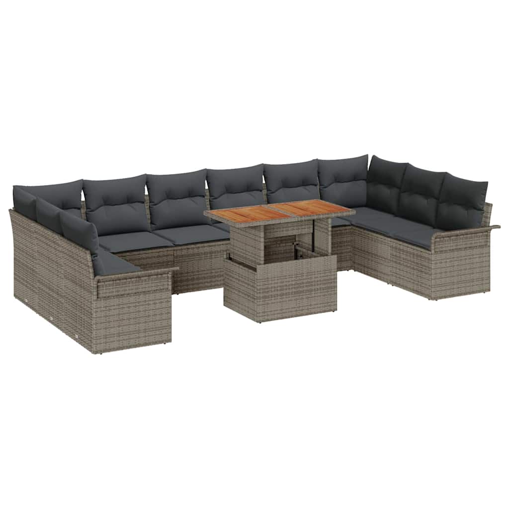 Kerti Kanapé Szett tárolóval 9 pcs Szürke Poli rattan