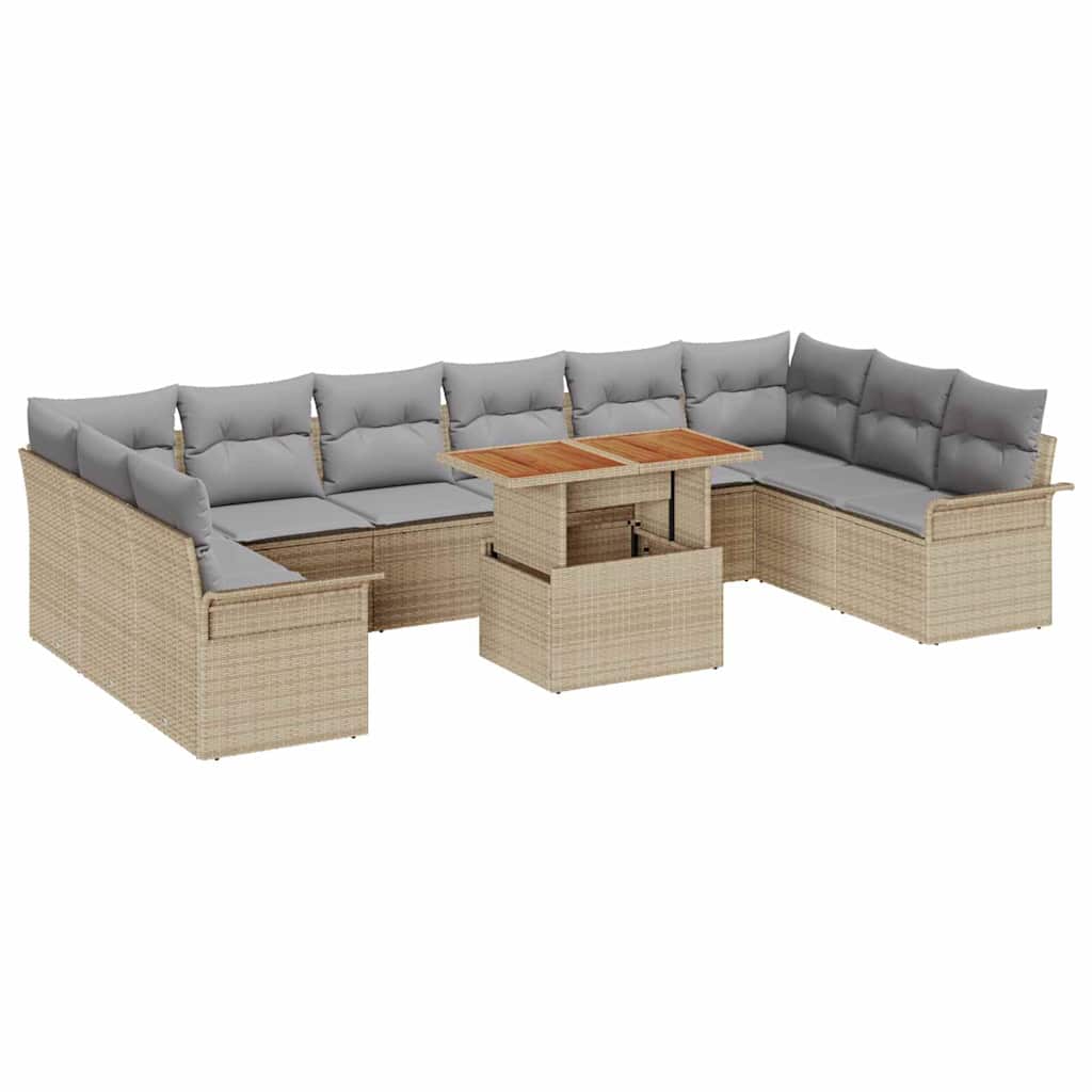 Kerti Kanapé Szett tárolóval 9 pcs Bézs Poli rattan