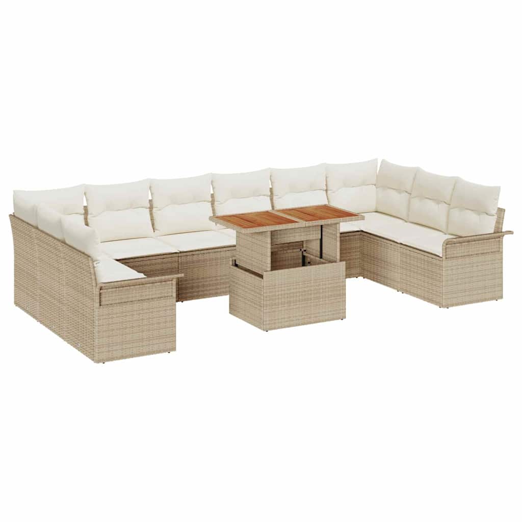 Kerti Kanapé Szett tárolóval 11 pcs Bézs Poli rattan