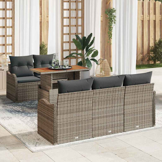 Kerti Kanapé Szett tárolóval 6 pcs Szürke Poli rattan