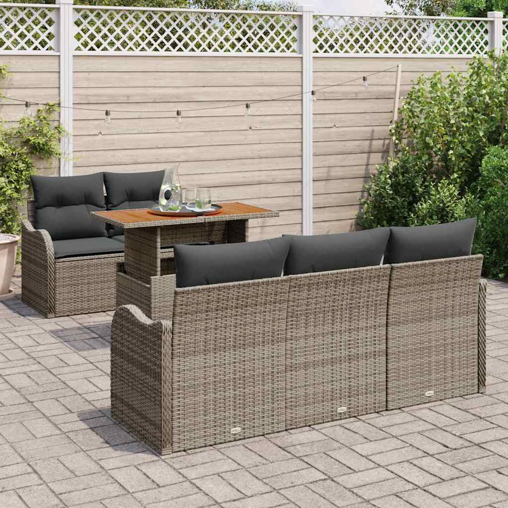 Kerti Kanapé Szett tárolóval 6 pcs Szürke Poli rattan