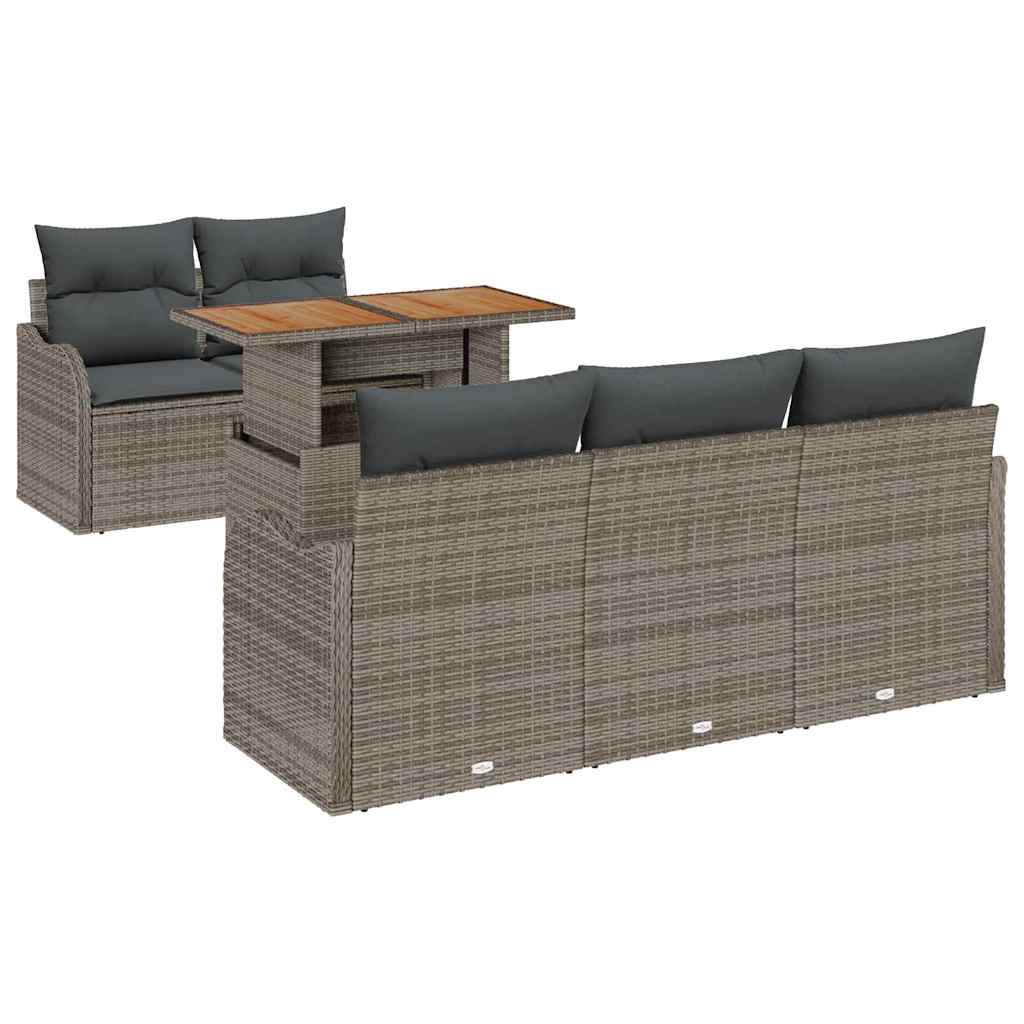 Kerti Kanapé Szett tárolóval 6 pcs Szürke Poli rattan