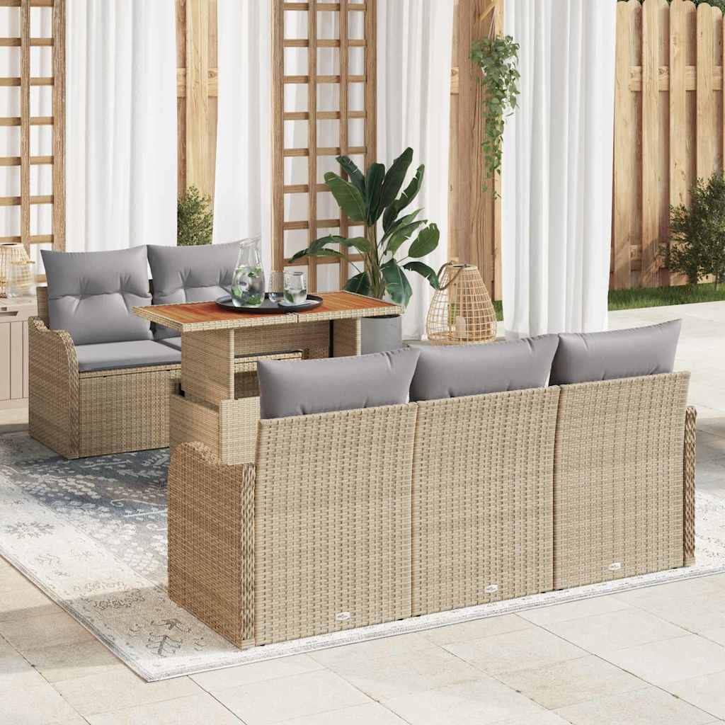 Kerti Kanapé Szett tárolóval 6 pcs Bézs Poli rattan
