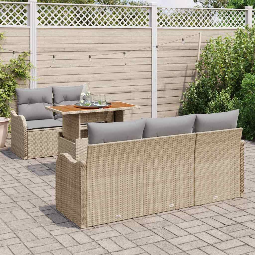 Kerti Kanapé Szett tárolóval 6 pcs Bézs Poli rattan