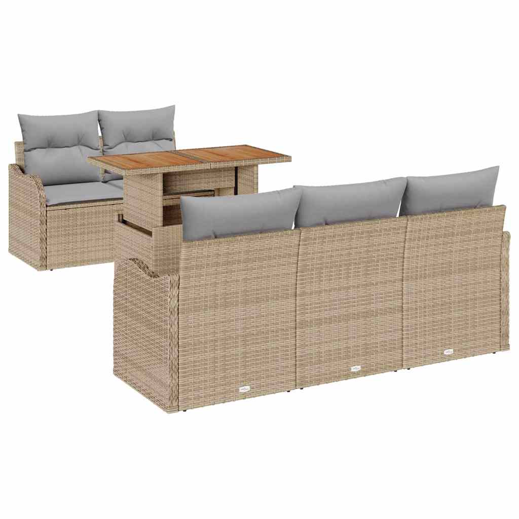 Kerti Kanapé Szett tárolóval 6 pcs Bézs Poli rattan
