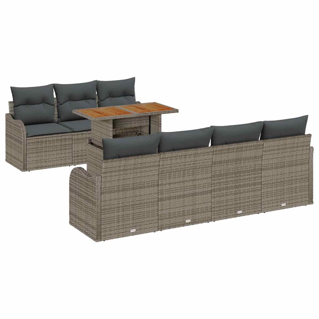 Kerti Kanapé Szett tárolóval 8 pcs Szürke Poli rattan