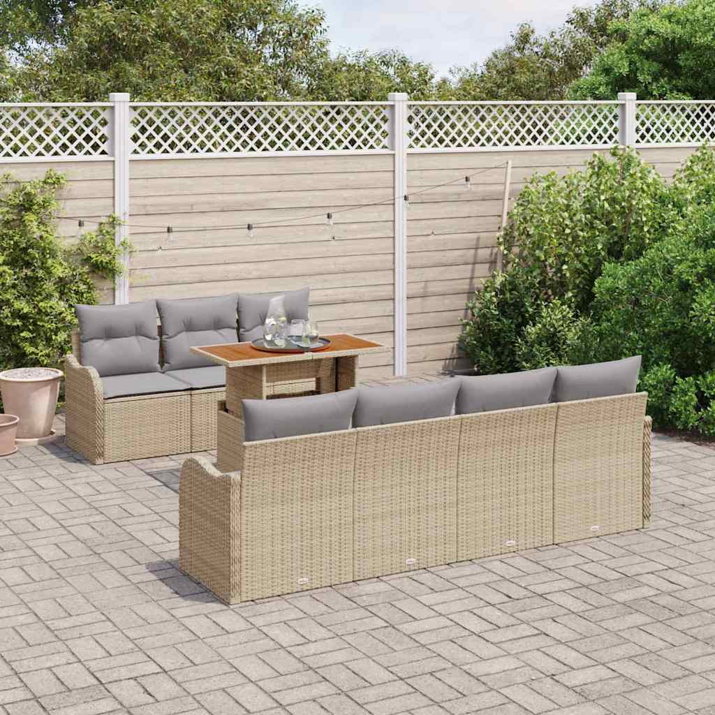 Kerti Kanapé Szett tárolóval 8 pcs Bézs Poli rattan